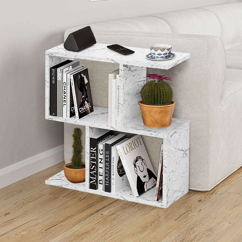 Homemania Megapap melamine side table in white marble color 60x20x60cm.