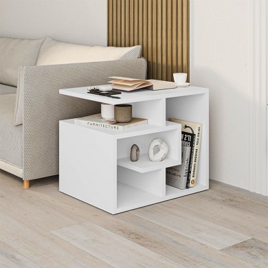 Labirent Megapap melamine side table in white color 54x40x45cm.
