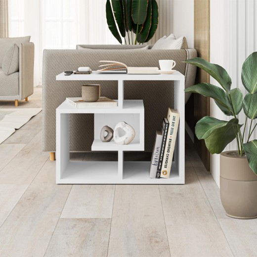Βοηθητικό τραπεζάκι Labirent Megapap Megapap χρώμα λευκό 54x40x45εκ.
