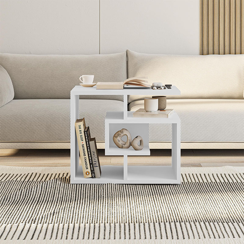 Βοηθητικό τραπεζάκι Labirent Megapap Megapap χρώμα λευκό 54x40x45εκ.