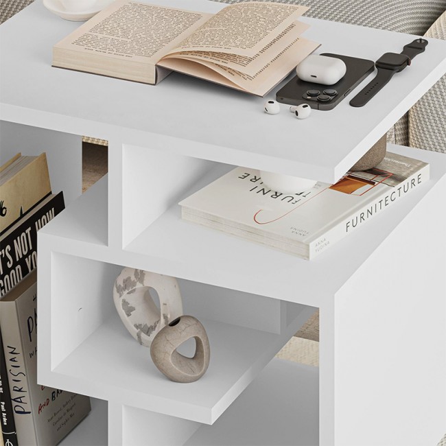 Βοηθητικό τραπεζάκι Labirent Megapap Megapap χρώμα λευκό 54x40x45εκ.