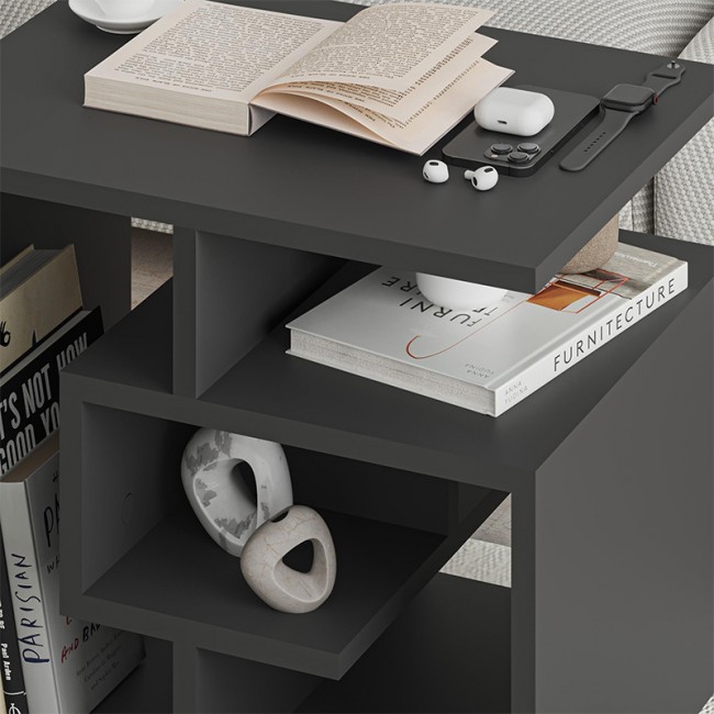 Βοηθητικό τραπεζάκι Labirent Megapap χρώμα ανθρακί 54x40x45εκ.