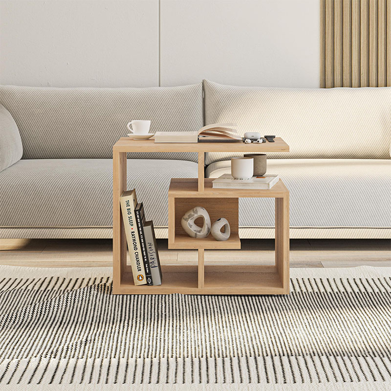 Labirent Megapap melamine side table in oak color 54x40x45cm.