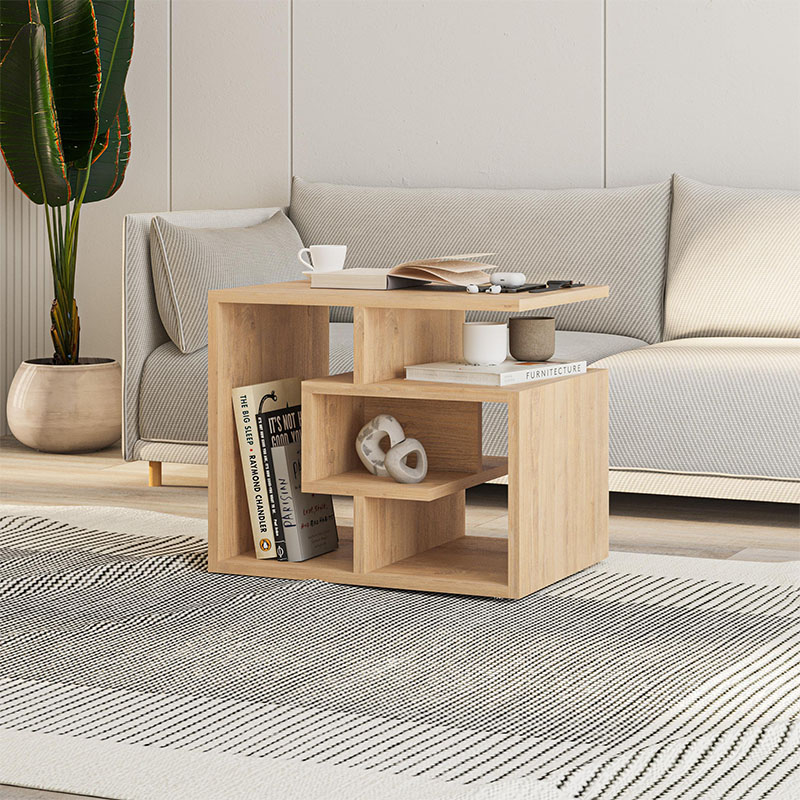Labirent Megapap melamine side table in oak color 54x40x45cm.