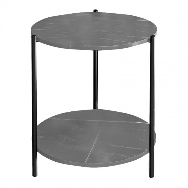 Βοηθητικό τραπέζι Rhythm MDF γκρι μαρμάρου-μαύρο Φ48x60cm