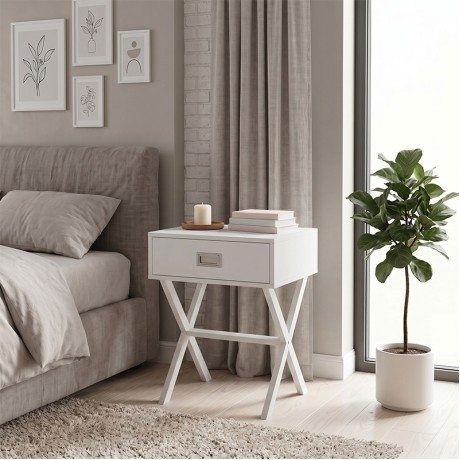 Κομοδίνο Wick MDF χρώμα λευκό 40x40x55εκ.