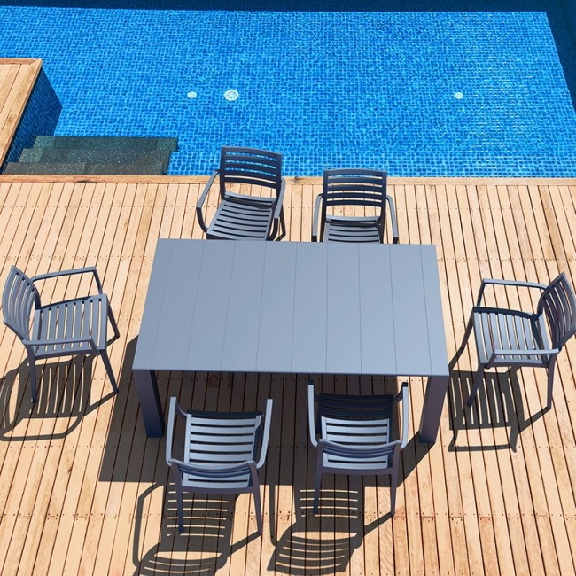 Σετ Τραπεζαρίας 7τμχ Vegas Artemis Dark Grey 100X180/220εκ.