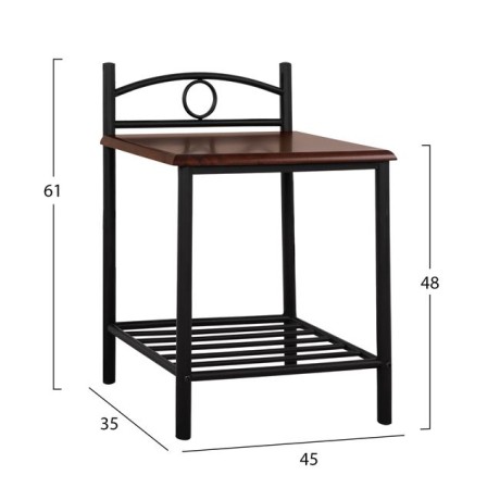 ΚΟΜΟΔΙΝΟ REVEN HM387 ΑΠΟ ΜΕΤΑΛΛΟ ΚΑΙ ΞΥΛΟ RUBBERWOOD 45x35x48-61Y εκ.