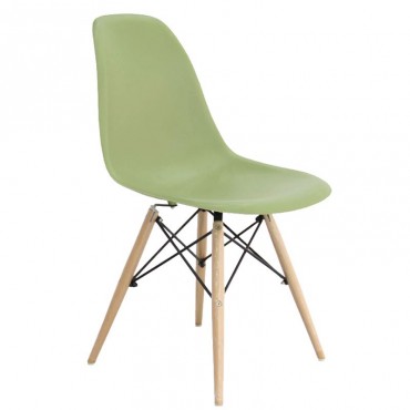 Καρέκλα Art Wood με ξύλινα πόδια σε φυσικό και κάθισμα Pp σε πράσινο 46x52x82εκ.