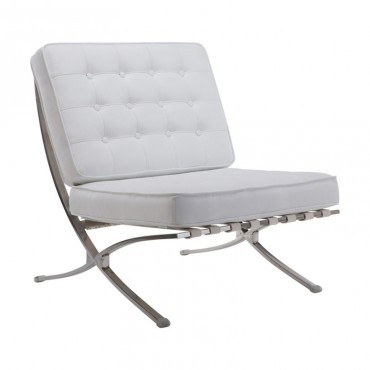 Καρέκλα BARCELONA με τεχνόδερμα σε χρώμα λευκό 75x83x84εκ.