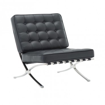 Καρέκλα BARCELONA με τεχνόδερμα σε χρώμα μαύρο 75x83x84εκ.