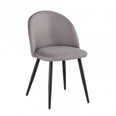 Καρέκλα Bella με μεταλλικά πόδια σε χρώμα μαύρο και ύφασμα σε χρώμα sand grey 50x57x81εκ.