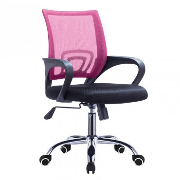 Καρέκλα εργασίας - παιδική με ύφασμα Mesh σε χρώμα ροζ / μαύρο 57x53x90/100εκ.
