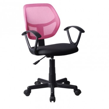 Καρέκλα εργασίας - παιδική με ύφασμα Mesh σε χρώμα ροζ/μαύρο 52x49x81/91εκ.