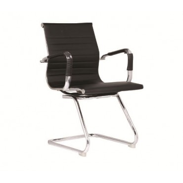 Καρέκλα επισκέπτη από τεχνόδερμα PU σε χρώμα μαύρο 55x60x91εκ.