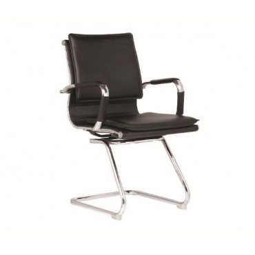 Καρέκλα γραφείου/επισκέπτη από τεχνόδερμα PU σε χρώμα μαύρο 55x63x92εκ.
