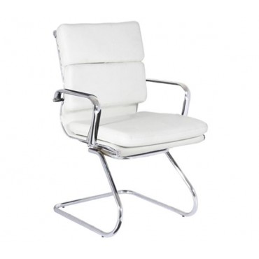 Καρέκλα επισκέπτη από τεχνόδερμα PU σε χρώμα λευκό 55x63x92εκ.