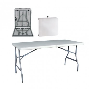 Τραπέζι catering Blow πτυσσόμενο με μεταλλικό σκελετό και επιφάνεια από Abs σε χρώμα λευκό (βαλίτσα) 152x70x74εκ