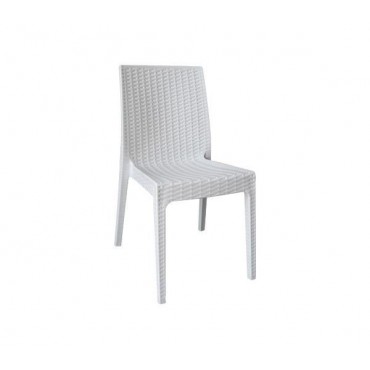 Καρέκλα Dafne με πλαστική επένδυση σε σχέδιο rattan σε χρώμα λευκό 46x55x85εκ