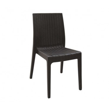 Καρέκλα Dafne με πλαστική επένδυση σε σχέδιο rattan σε χρώμα καφέ 46x55x85εκ