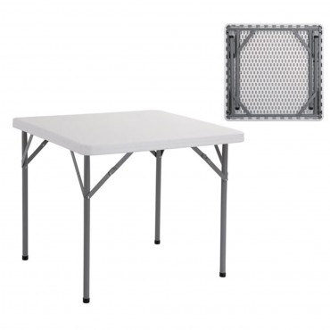 Τραπέζι catering Blow πτυσσόμενο με μεταλλικό σκελετό και επιφάνεια από Abs σε χρώμα λευκό  86x86x74εκ