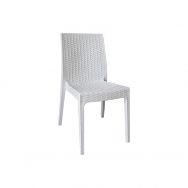 Καρέκλα Dafne με πλαστική επένδυση σε σχέδιο rattan σε χρώμα λευκό 46x55x85εκ