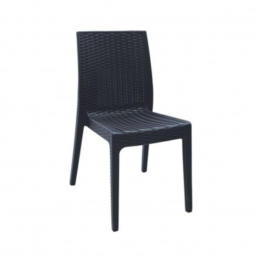 Καρέκλα Dafne με πλαστική επένδυση σε σχέδιο rattan σε χρώμα ανθρακί 46x55x85εκ