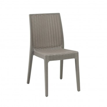 Καρέκλα Dafne με πλαστική επένδυση σε σχέδιο rattan σε χρώμα μπεζ tortora 46x55x85εκ
