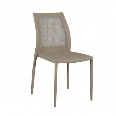 Καρέκλα Parma με επένδυση από τεχνόδερμα Pu και πλάτη mesh Pvc σε χρώμα cappuccino 44x58x89εκ
