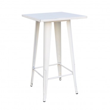 Τραπέζι bar Relix με μεταλλικό σκελετό σε χρώμα antique λευκό 60x60εκ
