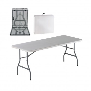 Τραπέζι catering Blow πτυσσόμενο με μεταλλικό σκελετό και επιφάνεια από Abs σε χρώμα λευκό (βαλίτσα) 180x74x74εκ