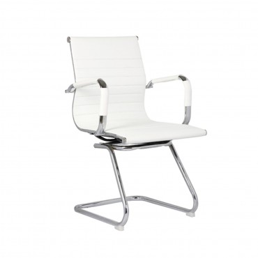 Καρέκλα γραφείου/επισκέπτη από τεχνόδερμα PU σε χρώμα λευκό 55x60x91εκ.