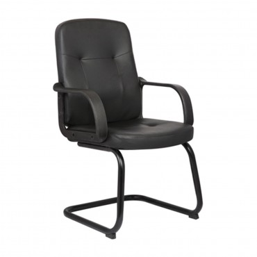 Καρέκλα επισκέπτη από τεχνόδερμα PU σε χρώμα μαύρο 57x59x95εκ.