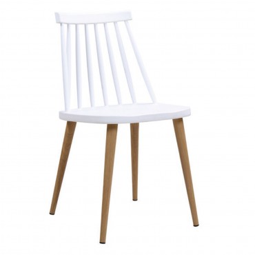 Καρέκλα Lavida με μεταλλικά πόδια και επένδυση από πολυπροπυλένιο σε χρώμα λευκό 43x48x77εκ.