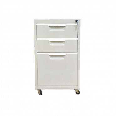 Συρταριέρα γραφείου μεταλλική τροχήλατη σε χρώμα λευκό 40x50x67εκ.