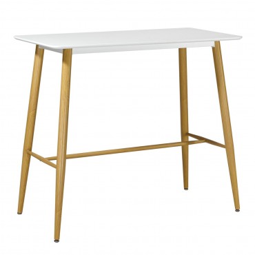 Τραπέζι bar Lavida με φυσικό μεταλλικό σκελετό και επένδυση από πολυπροπυλένιο PP σε χρώμα λευκό 120x60εκ