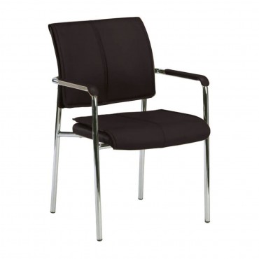 Καρέκλα επισκέπτη ELDER από τεχνόδερμα PU σε χρώμα μαύρο 56x60x82εκ.
