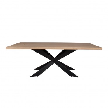 Τραπέζι Torsen με μεταλλική βάση σε μαύρο και ξύλινη επιφάνεια σε χρώμα sonoma 180x90x75εκ.