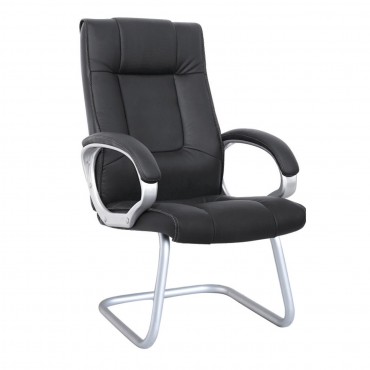Καρέκλα επισκέπτη από τεχνόδερμα σε χρώμα μαύρο 62x69x112εκ.