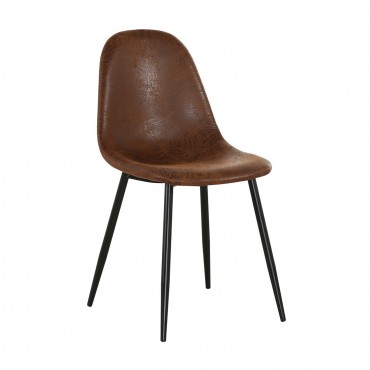 Καρέκλα Celina με μεταλλικό σκελετό μαύρο και επένδυση από ύφασμα suede σε χρώμα καφέ 45x54x85εκ