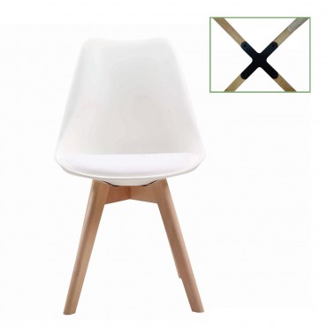 Καρέκλα Martin με ξύλινο σκελετό και επένδυση από πολυπροπυλένιο PP σε χρώμα λευκό 49x54x82εκ
