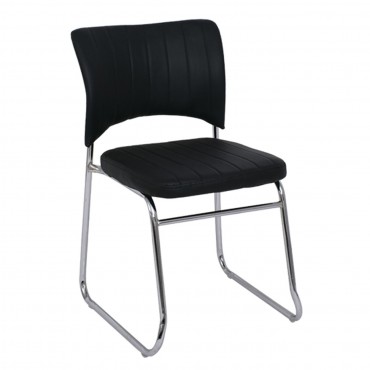 Καρέκλα επισκέπτη VENUS – στοιβαζόμενη – από τεχνόδερμα Pu σε χρώμα μαύρο 52x52x83εκ.
