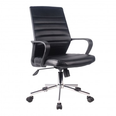 Καρέκλα εργασίας με επένδυση από τεχνόδερμα PU σε χρώμα μαύρο 58x56x95/105εκ.
