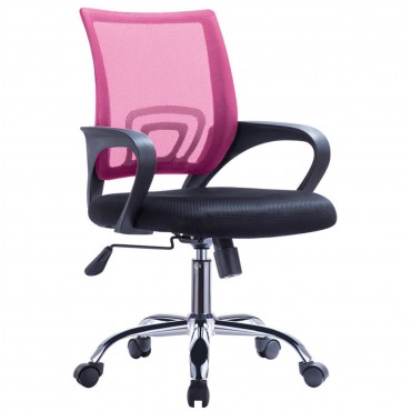 Καρέκλα εργασίας - παιδική με ύφασμα Mesh σε χρώμα ροζ / μαύρο 57x53x90/100εκ.