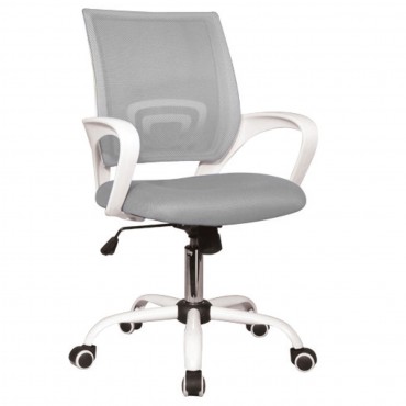 Καρέκλα γραφείου με ύφασμα Mesh σε χρώμα λευκό / γκρι 57x53x86/96εκ.