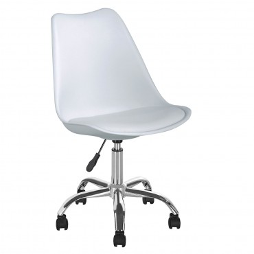 Καρέκλα γραφείου εργασίας MARTIN τεχνόδερμα Pu/PP χρώμα λευκό 48x62x79/88εκ.