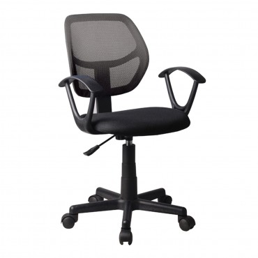 Καρέκλα εργασίας από πολυπροπυλένιο και ύφασμα Mesh χρώμα μαύρο 52x49x81/91εκ.