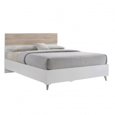 Κρεβάτι ALIDA με σκελετό μελαμίνης σε χρώμα sonoma/λευκό 150x200εκ.
