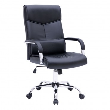 Καρέκλα διευθυντή με τεχνόδερμα PU σε χρώμα μαύρο 60x70x104/114εκ.