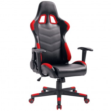 Καρέκλα Gaming τεχνόδερμα Pu χρώμα μαύρο / κόκκινο 67x69x124/134εκ.